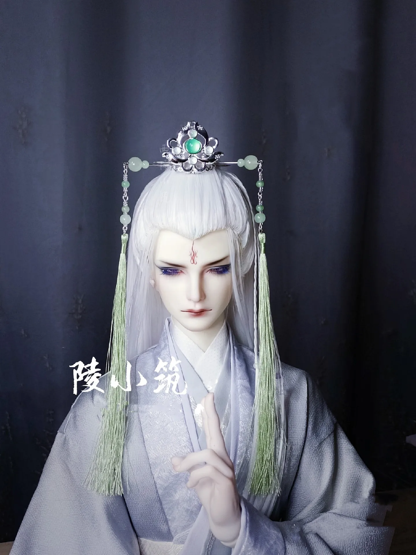 1/3 BJD Doll Ancient Style Heasdress “Silver Plum On Cold Night”，Big Girl Uncle Tiara Accessories Free Shipping