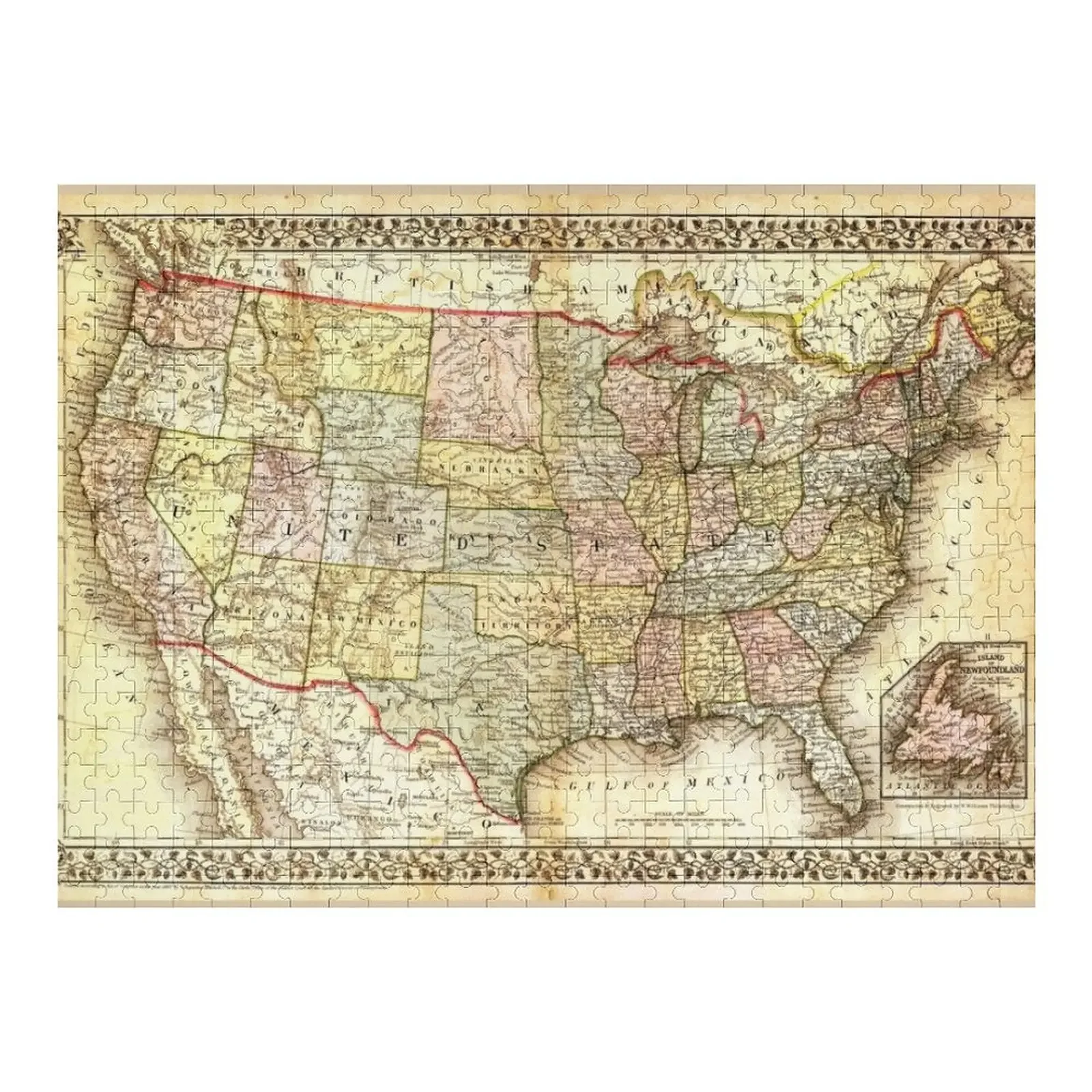 

Old Vintage USA Map of the Fifty States Jigsaw Puzzle Personalized Name Wooden Adults Customized Photo Photo Custom Puzzle