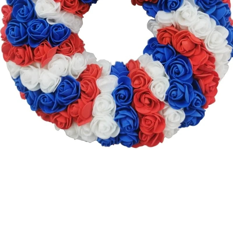 Independence Day Wreath Artificial Blue White Red Flower Hanging Garland 15UB