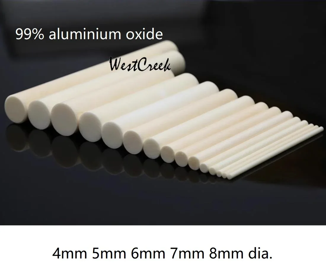 WESTCREEK 5 6mm 7mm 8mm dia. 99% aluminium oxide Mirror ceramic insulation rod AlO alumina corundum bar aluminous ceramic stick