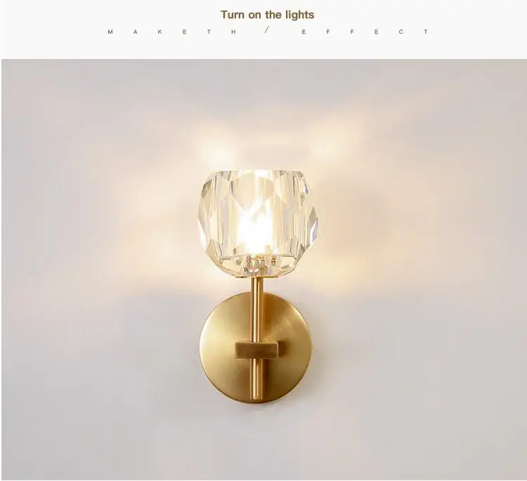 Modern Crystal Sconce Lamp G9 Wall Sconce Aisle Door Front Lights Sleeping Copper Wall Lights Bedside Lamp For Bedroom Fixtures