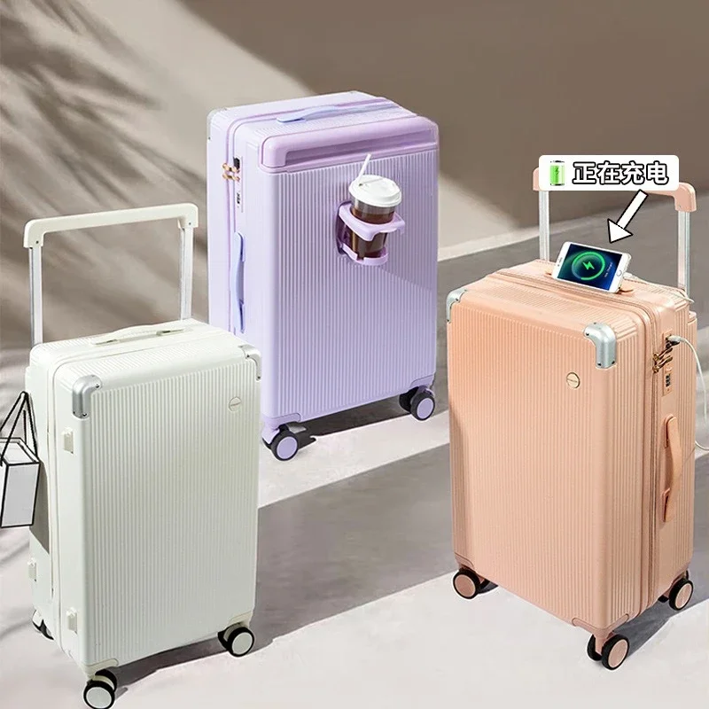 2025 New Wide Handle Suitcase,Supper-low Noise Spinner Wheels Business Travel Carry-On Luggage Box Strong and Durable