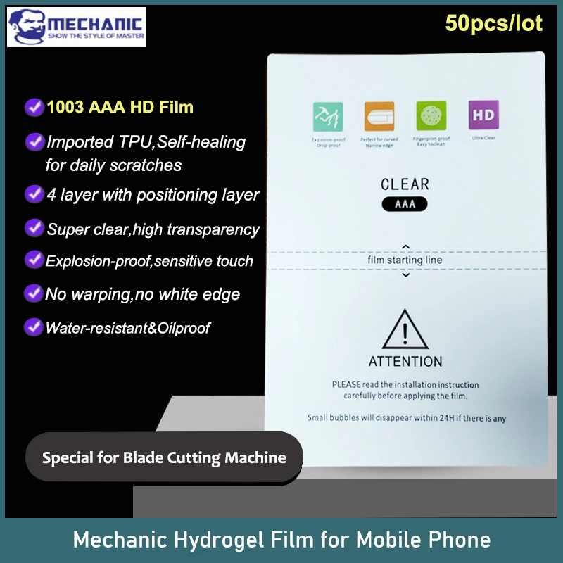 MECHANIC 50pcs AAA TPU Hydrogel for S730 S760 With Cut Code Mobilephone Screen Protector Sheets for Hidrogel Movies Machine