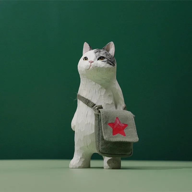 

Woodcut cat 3.0 model, simulation cute creative Internet celebrity pet cat figure desktop ornament