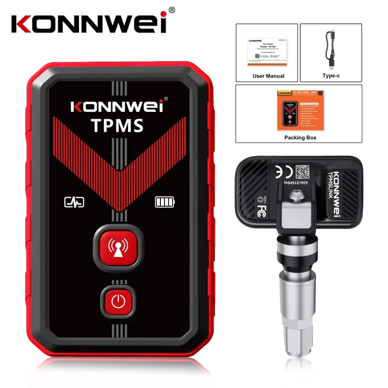 

KONNWEI TK100 TPMS Car Tire Pressure Monitor Sensor Activation Programming Car Diagnostic Tool For Universal Vehicle 4PCS Sensor