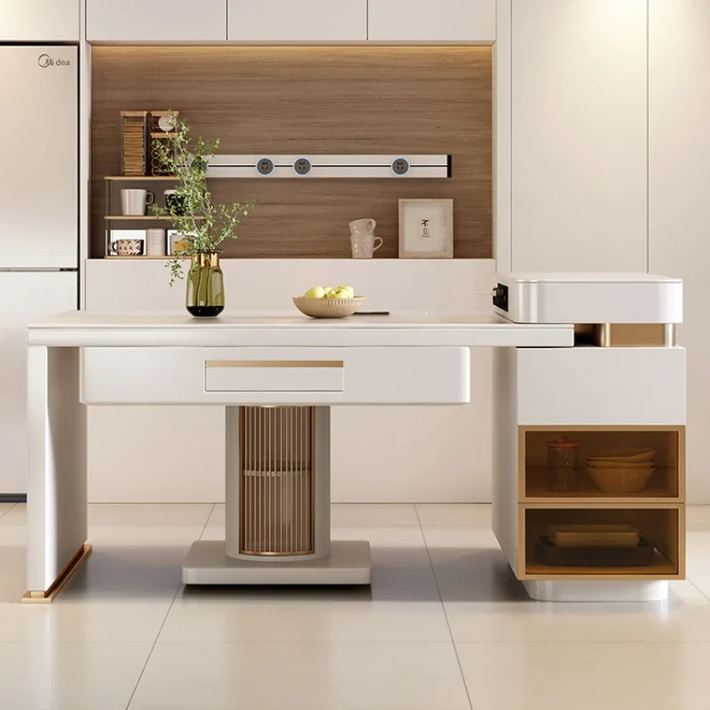 

Комбинированный современный простой каменный стол, направляющий стол, обеденный стол для дома, маленькой квартиры, выдвижной