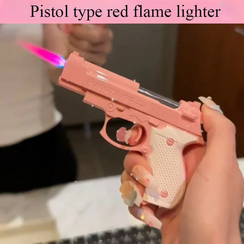 

Newest Pistol Lighter Windproof and Rainproof Pink Fire Lighters Retractable Foldable Smoking Accessories Cigarette Accessories