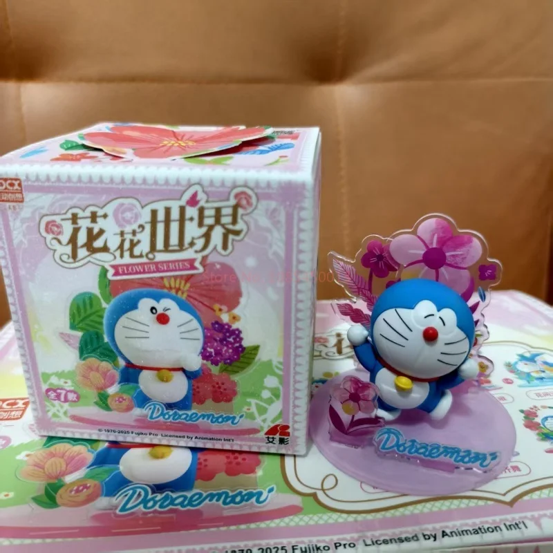 New Cartoon Anime Ornaments Doramon Blind Box Flower Series Acrylic Scene Ornaments Doll Peripheral Desktop Ornament Toys Gift