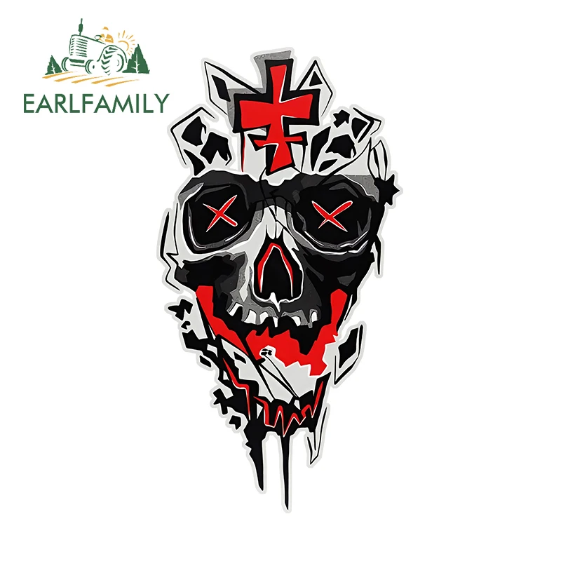 EARLFAMILY 13cm X 6.9cm for Death Skull Car Stickers Sunscreen Cartoon Decals Scratch-Proof Laptop Windshield Decor Car Goods