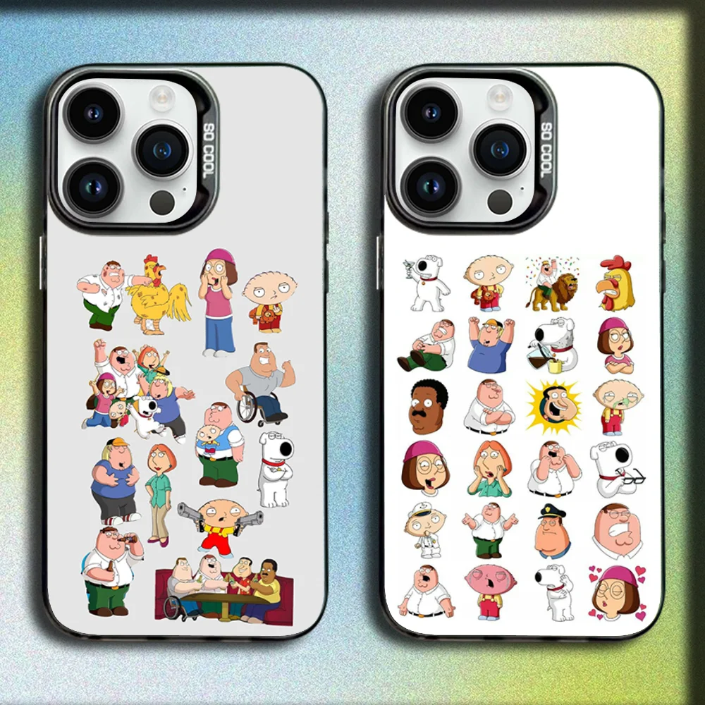 

Peter F-Family G-Guy Phone Case For iPhone 16,15,14,13,12,11,Mini,Pro,SE,MAX Gray Matte Silicone Black Cover
