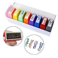 8Pcs Teacher Stamps Set for Men Women for School Grading Homework