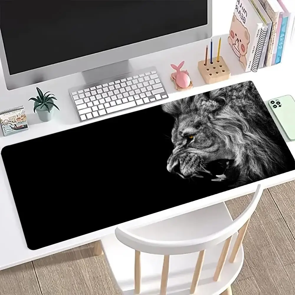 Компьютерный коврик с изображением льва, коврик для мыши в стиле аниме, геймерский стол, офисный ковер, несколько размеров, большой настольный аксессуар, черная клавиатура, настольная панель