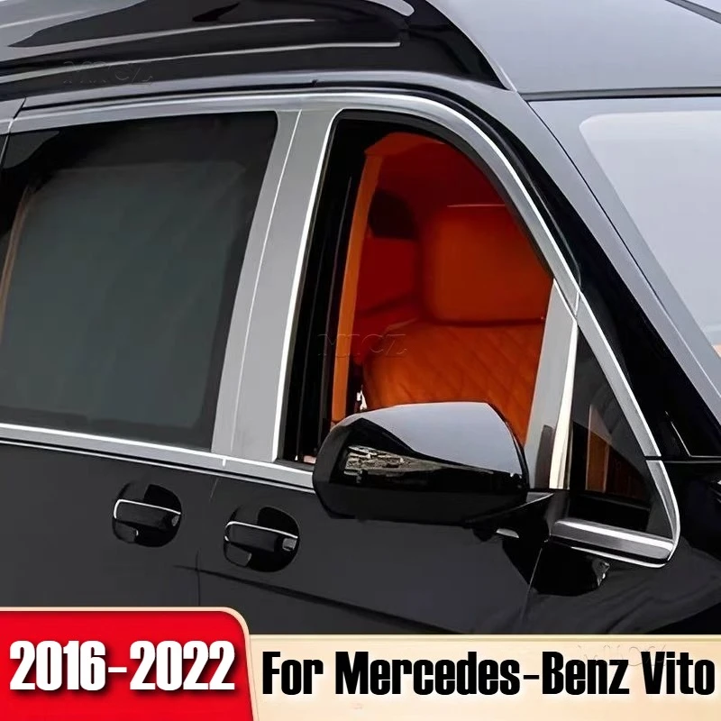 

Fit for Mercedes‑Benz Vito W447 2016‑2022 ABS Silver Car Window Pillar Post Cover Trim Exterior Glass Decoration Accessories