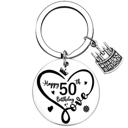 50th Birthday Gifts keychains keyrings 50 and Fabulous key chains 50 Year Old gifts for Mom Sister Friend Wife Coworker