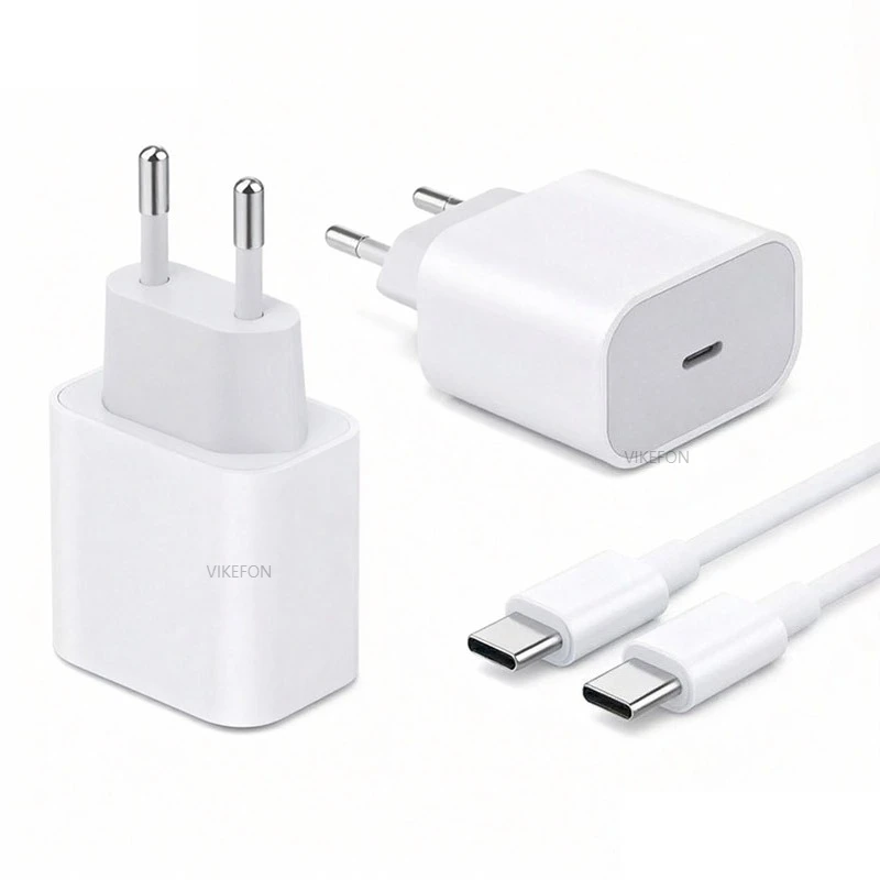 1M Data Wire Fast Charging USB-C TO C Cable PD QC3.0 EU Plug Charge Adapter For iPhone 17 16 15 Pro Max Huawei Samsung S25 S24