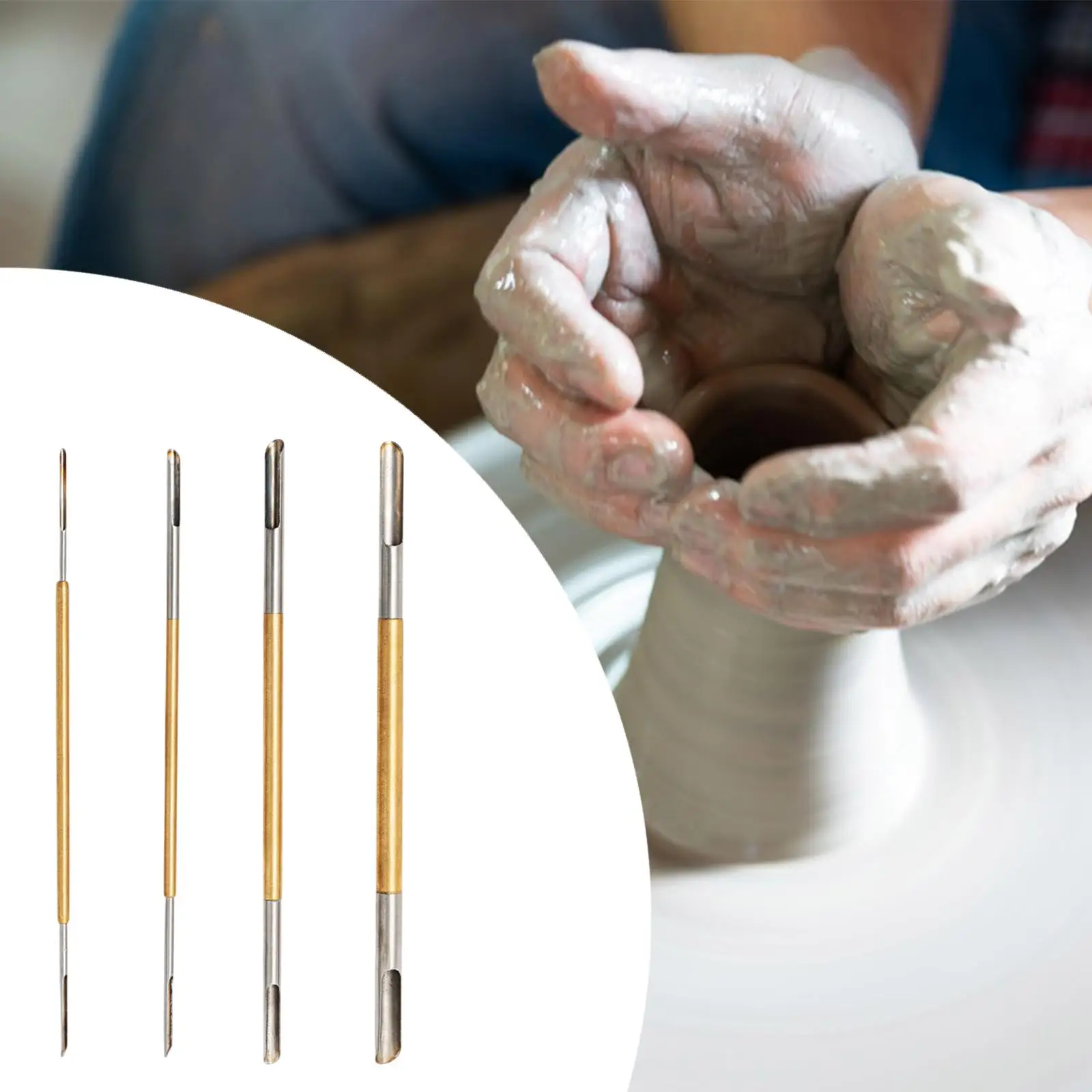 

4Pcs Pottery Tool Double Sided Slotting Sculpture for DIY Crafting Home