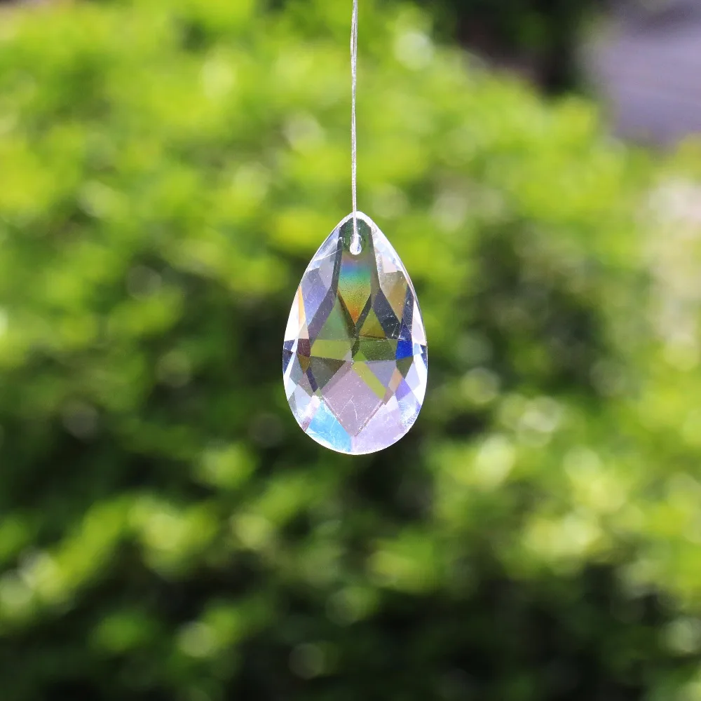 10PCS 28mm Tear Drop Crystals Prism Sun Catcher Clear Glass Chandelier Parts Replacement DIY Hanging Pendant Jewelry Spacer Bead