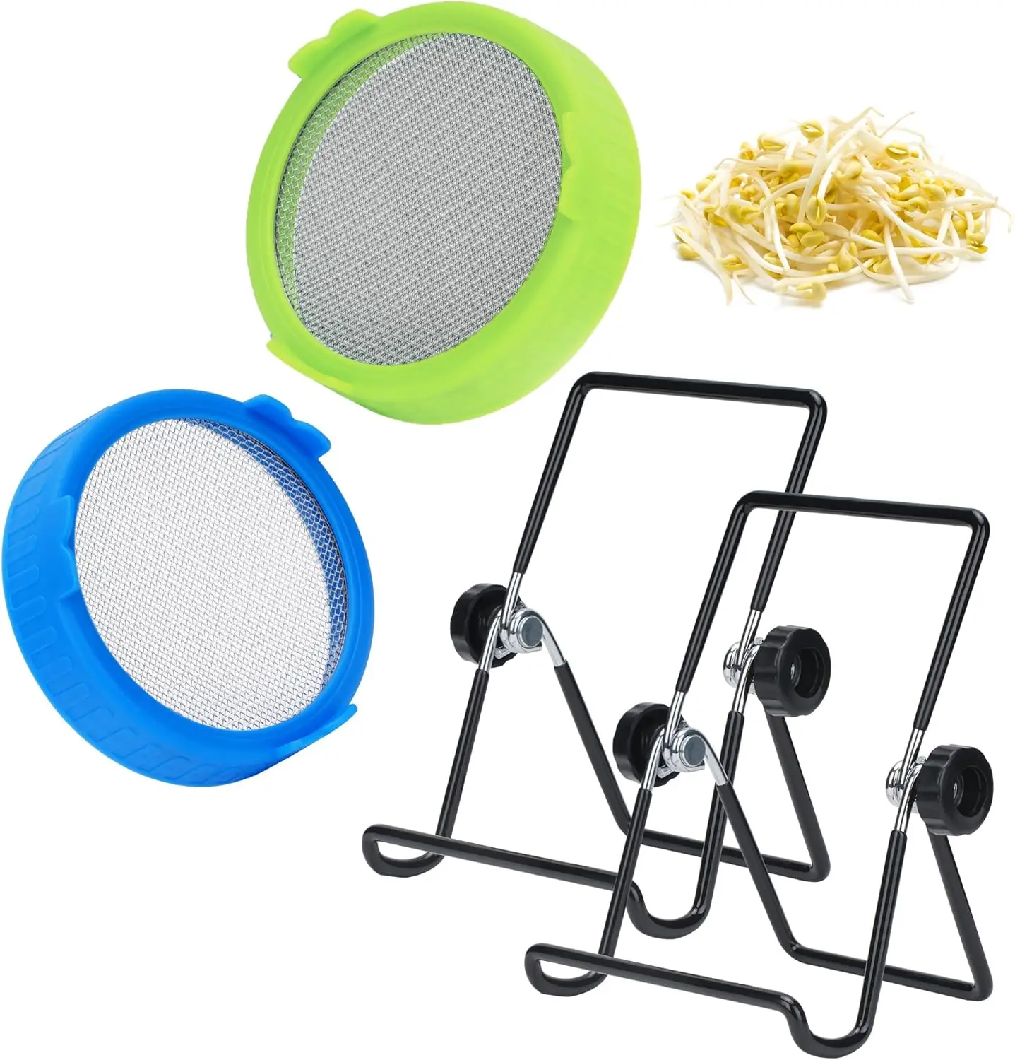 

Sprouting Lids for Wide Mouth Mason Jars, Screen Lids with Stand, Complete Growing Kit for Sprouts & Microgreens
