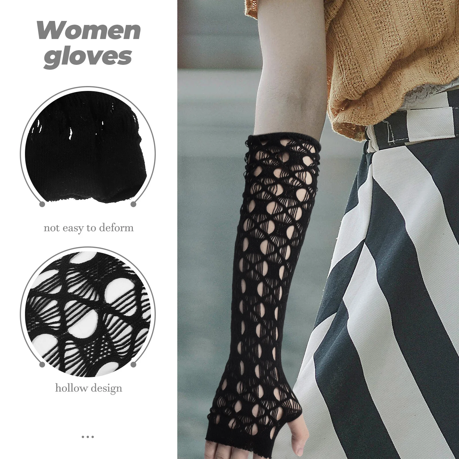 ถุงมือคอสเพลย์แบบไม่มีนิ้ว 1 คู่ สำหรับผู้หญิง สวมใส่ในงานปาร์ตี้ ถุงมือคอสเพลย์ตกแต่ง สไตล์วินเทจทันสมัย