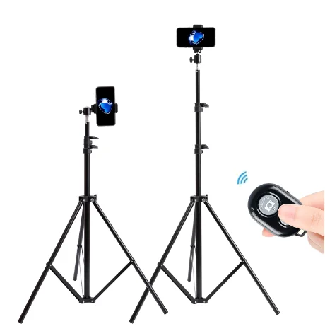 

Portable 160cm 200cm Selfie Strong Photo Tripod Stand For Mobile Phone Digital Camera Ring lamp With Bluetooth Remote