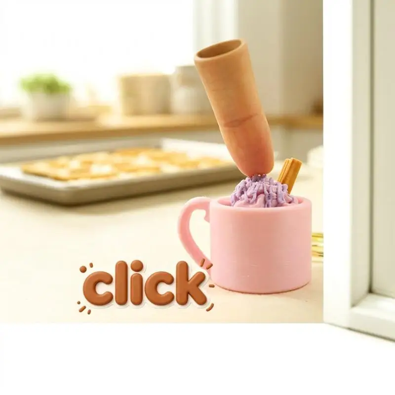 1 Stück Sundae Eisbecher-förmiger Schlüsselanhänger, 3D-gedruckter, niedlicher, simulierter Kaffeebecher, Stressabbau-Knopf, Fidget-Spielzeug – Detail 7