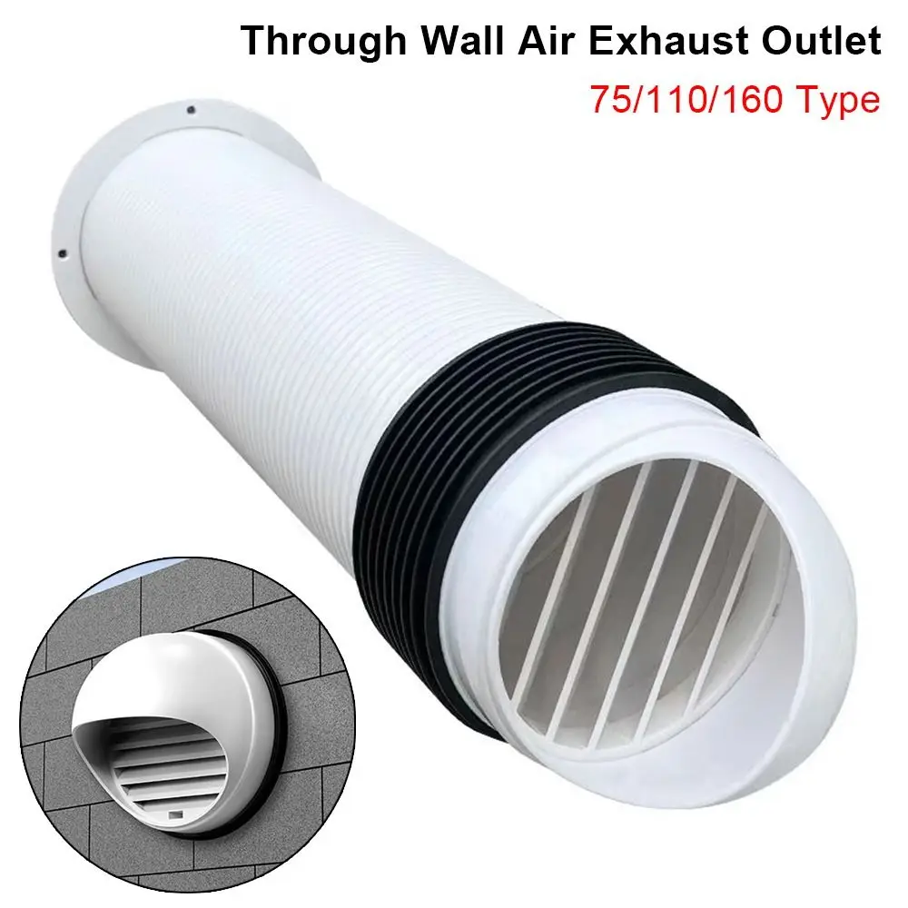 

1Pcs Through Wall ABS Pipe Grid Integrated 75/110/160 Type Air Exhaust Outlet Connectable Anti-backflow Ventilation Cap