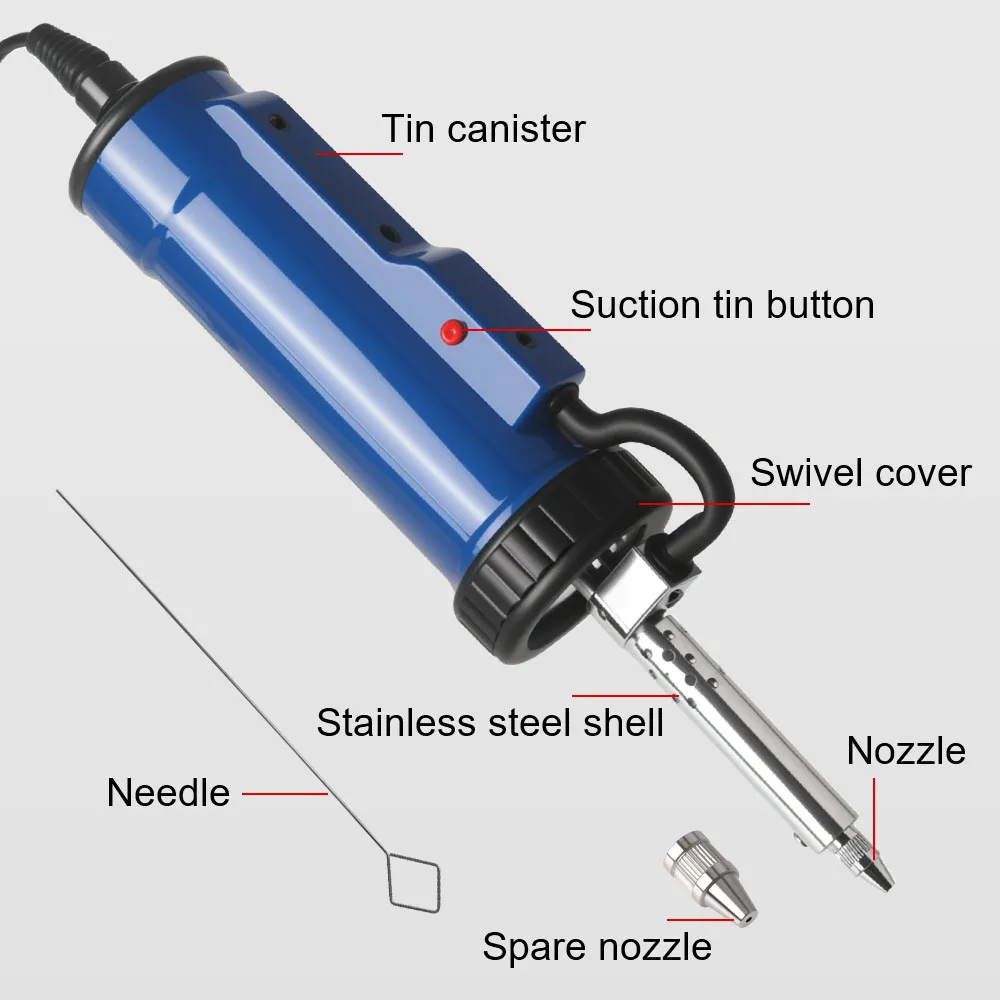 ADT03 220V Electric Solder Automatic Tin Sucker Removal Pump Portable 3 Suction Nozzles Vacuum Soldering New Desoldering Machine