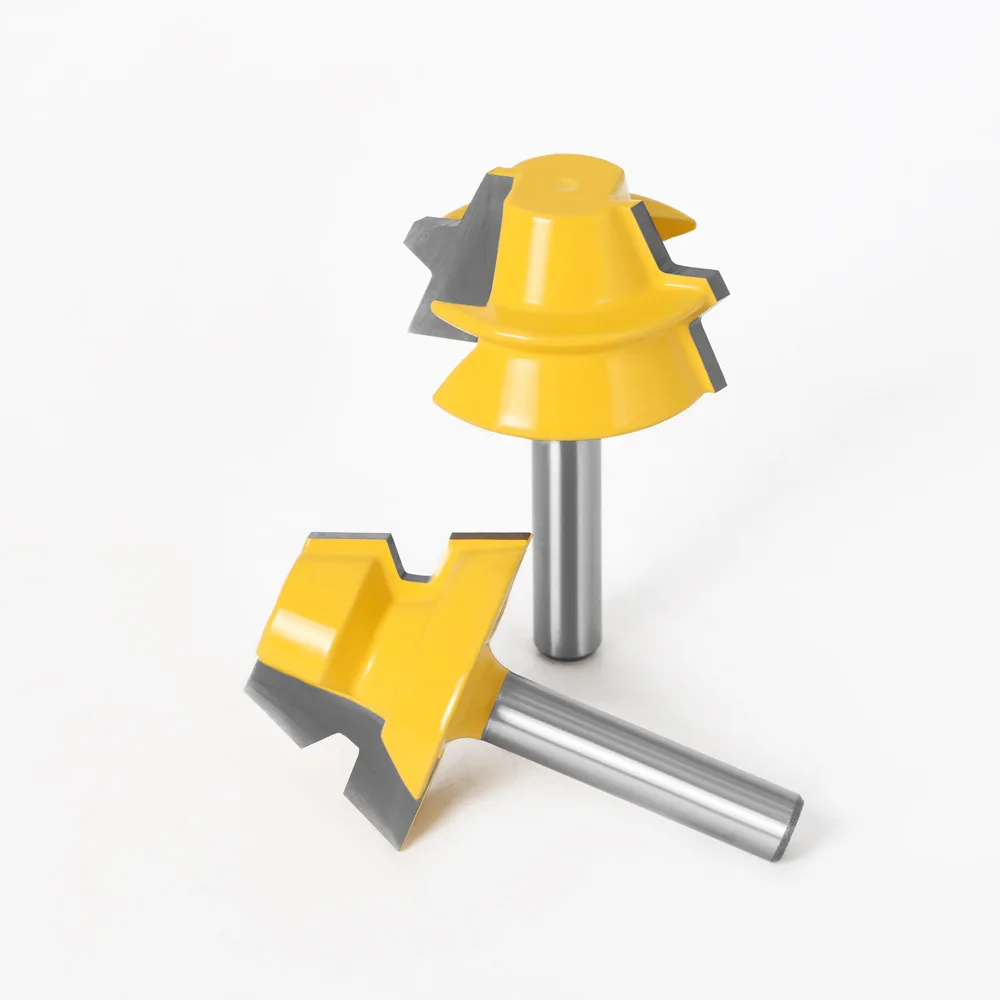 2PC/Set 8MM Shank Milling Cutter Wood Carving 22.5 Degree Lock Miter Tenon Router Bits Set Glue Joinery Milling Cutter For Wood