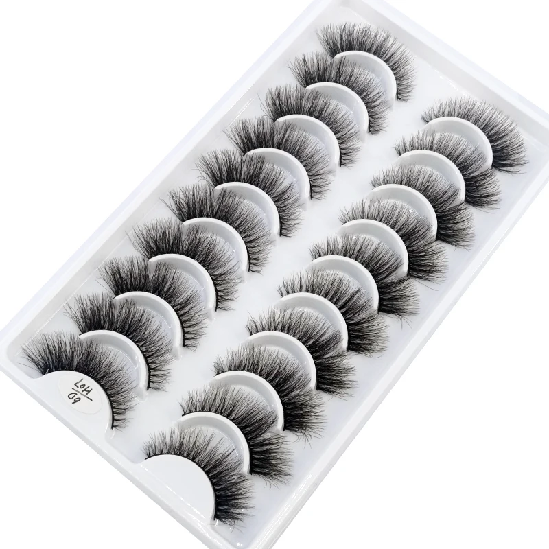 HBZGTLAD 10 Paar künstliche Nerz-Falsche Wimpern, natürliches langes Make-up, 3D-Nerzwimpern, Verlängerungswimpern, kurze Nerzwimpern für Schönheit – Detail 33