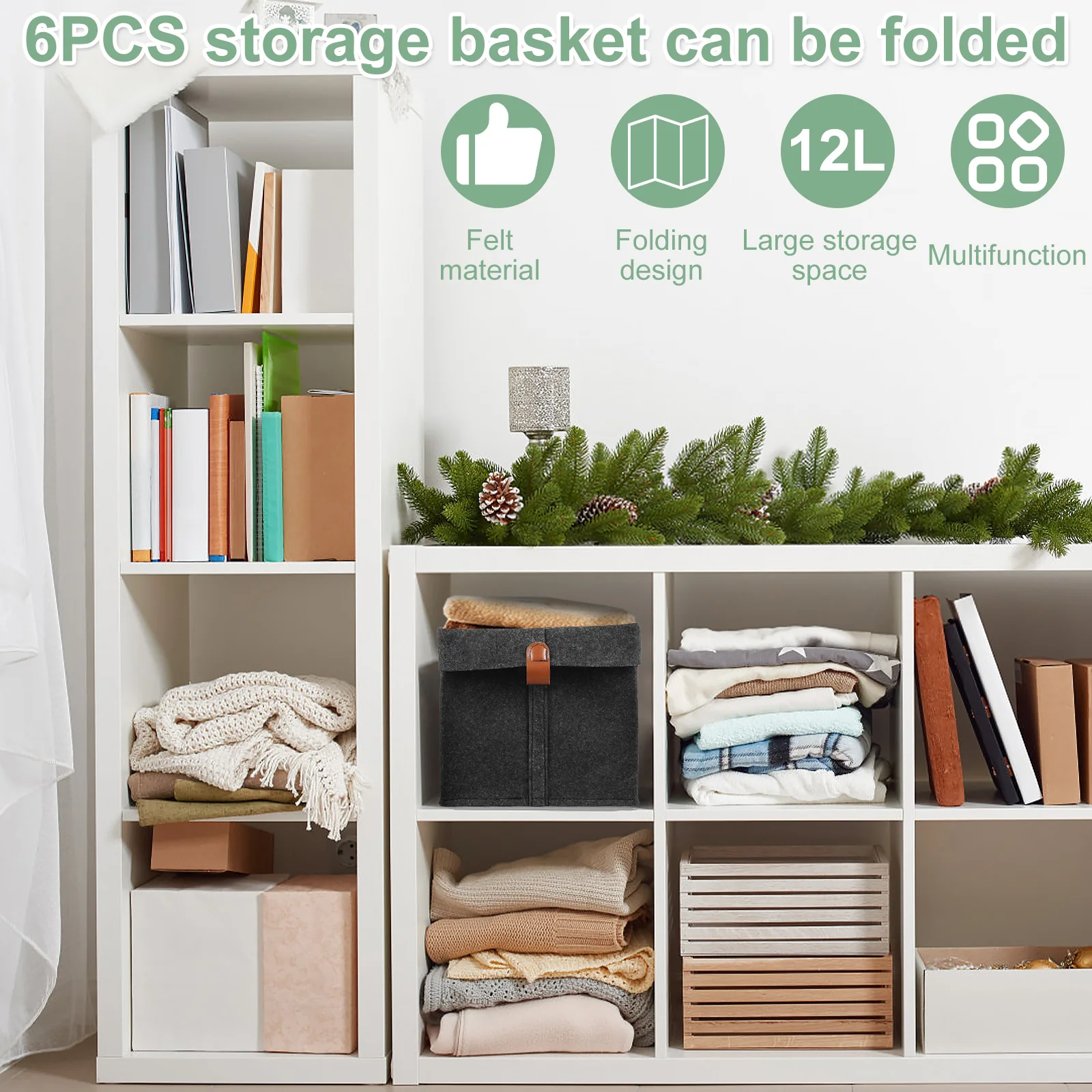 1/6Pcs Storage Cubes Closet Clothes Shoes Storage Containers Foldable Felt Fabric Cube Storage Bins Toy Cube Baskets Saves Space