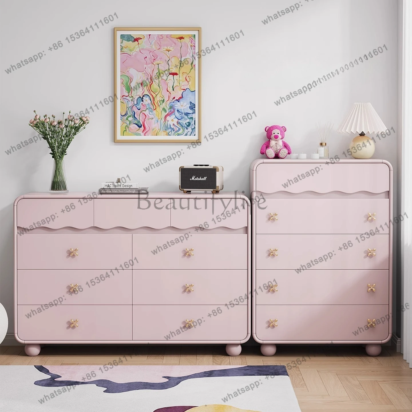 

ZJ solid wood bedroom storage, bedside against the wall, storage, drawer cabinet vertical chest of drawers, entrance cabinet