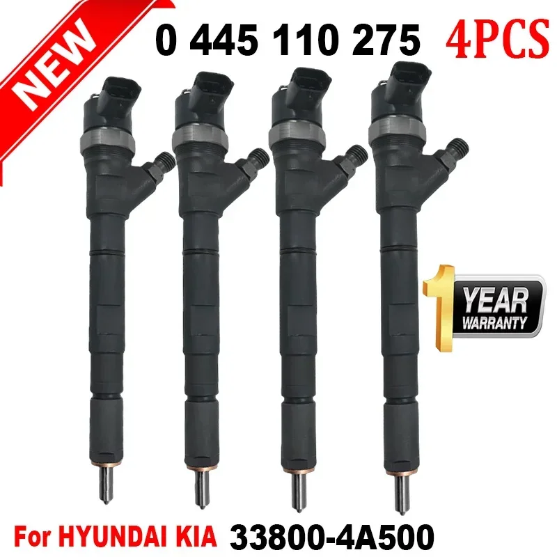 4PCS NEW 0445110275 33800-4A500 0445110274 Common Rail Diesel Fuel Injector 338004A500 Nozzle For Bosch Hyundai KIA