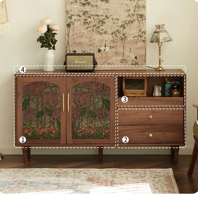 Sideboard integrated wall-walled living room cabinet solid wood home vintage multifunctional storage cabinet