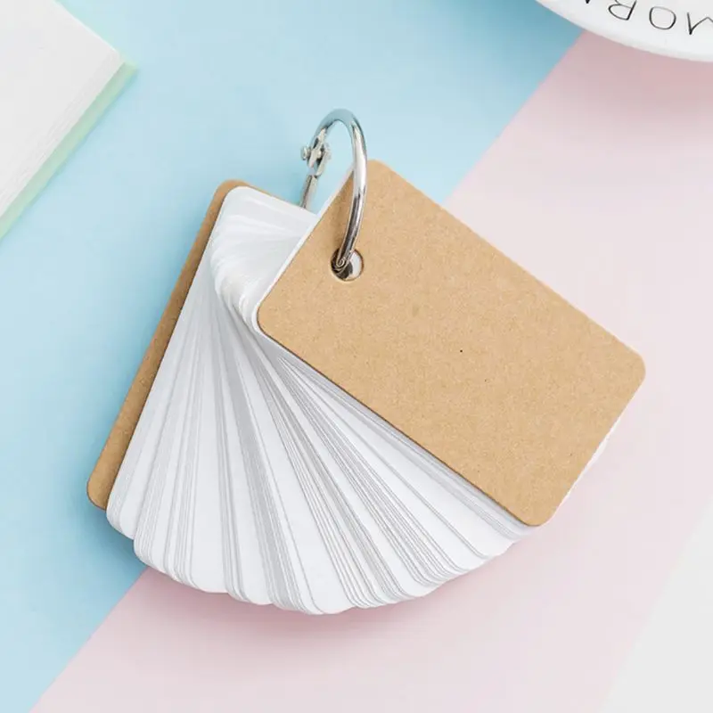 Simple DIY Index Cardboard Cover Blank Paper Card Memo Pad  Binder Rings