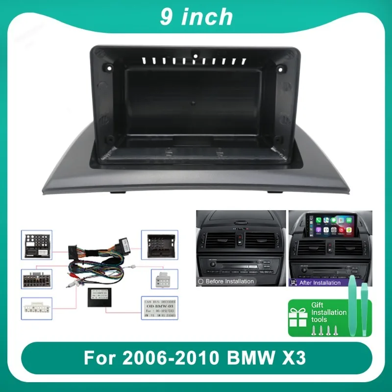 For BMW X3 E83 2006-2010 9 Inch Car Radio Fascia Frame Dashboard Panel For Android Multimedia Stereo Installation