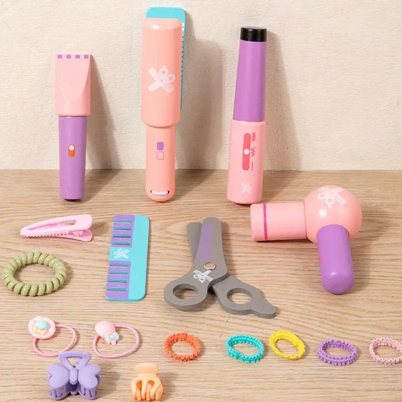 Girls Beauty Salon Set Hair Styling Play Toys For Little Girls kids Pretend Play Kid Make Up Hairdressing Simulation Wooden Toy