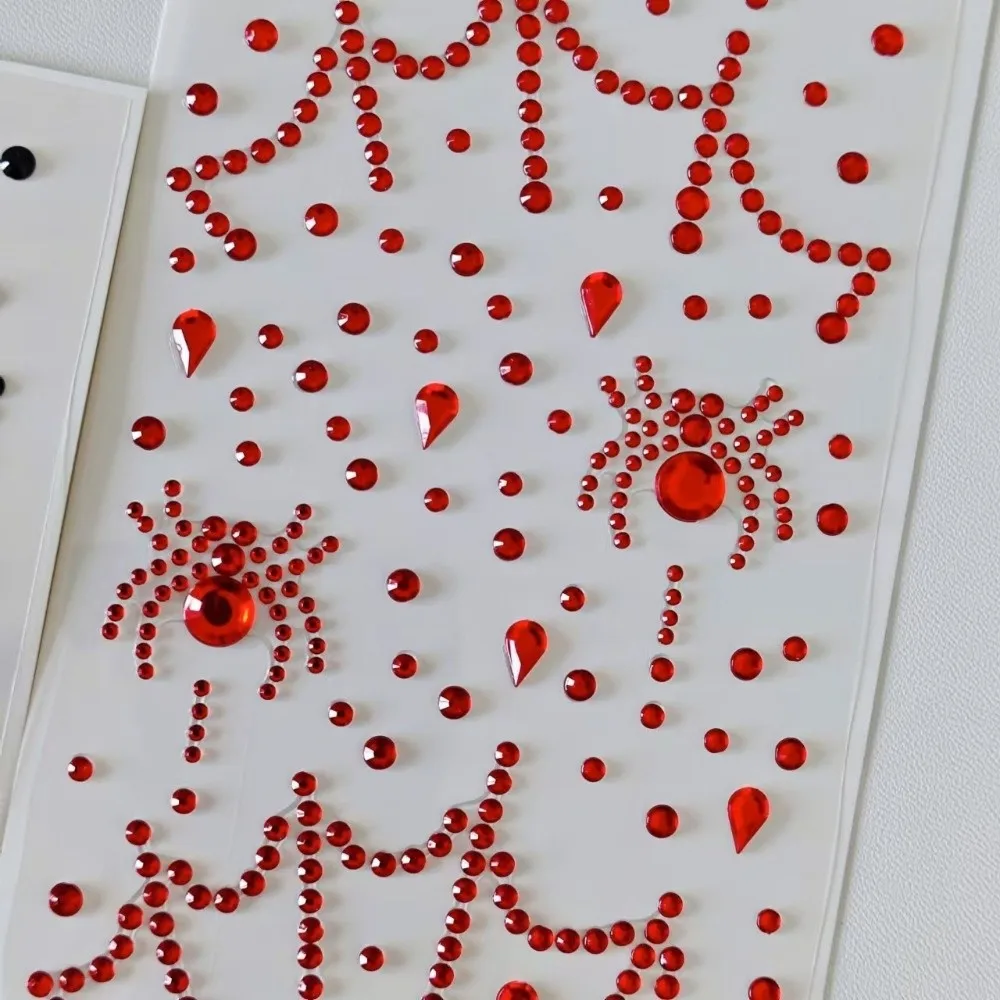 2PCS Shiny Halloween Stickers Spider Pattern Self Adhesive Rhinestones Stickers Convenient Versatile Facial Crystal Stickers