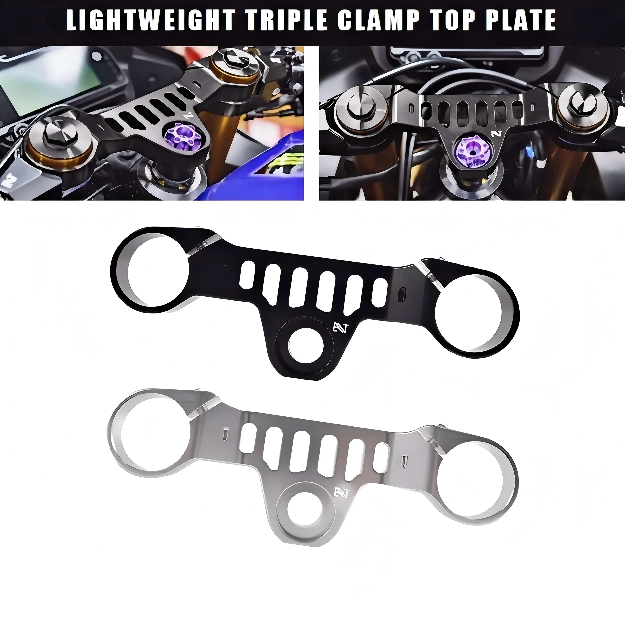 

Motorcycle Racing Lightweight Triple Clamp Top Plate for Yamaha YZF-R3 2019-2025 | CNC Aluminum Top Bridge No Keyhole
