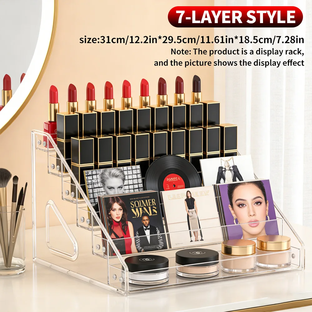 Multi Layer Acrylic Makeup Organizer Cosmetic Storage Display Stand for Lipstick Nail Polish Powder Tray
