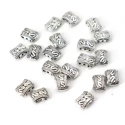 50pcs Smooth Tibetan Silver Color Three Holes Spacer Loose Metal Beads For Jewelry Making Diy Pearl Bracelet Accessories