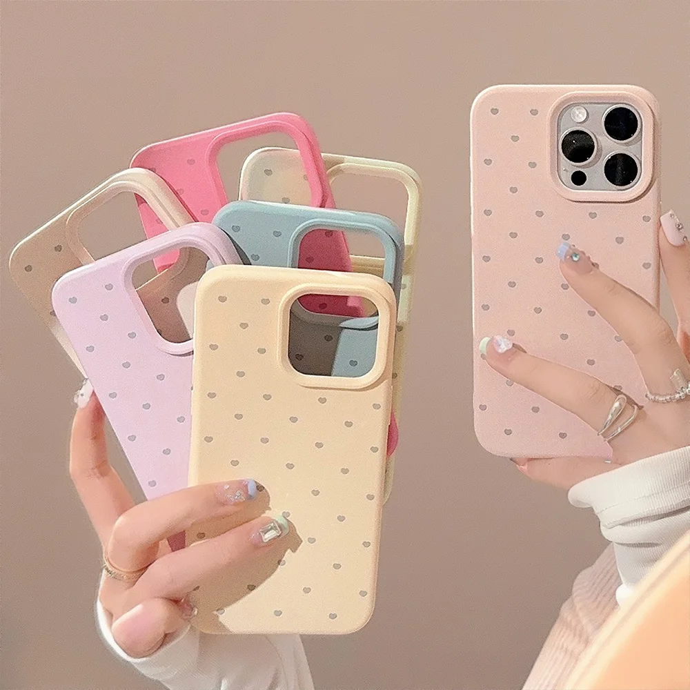 Lovebay Screen full of Small Love Heart Pattern Phone Case for IPhone 15 14 13 12 Pro Max Aesthetic Soft Shockproof Bumper Cover