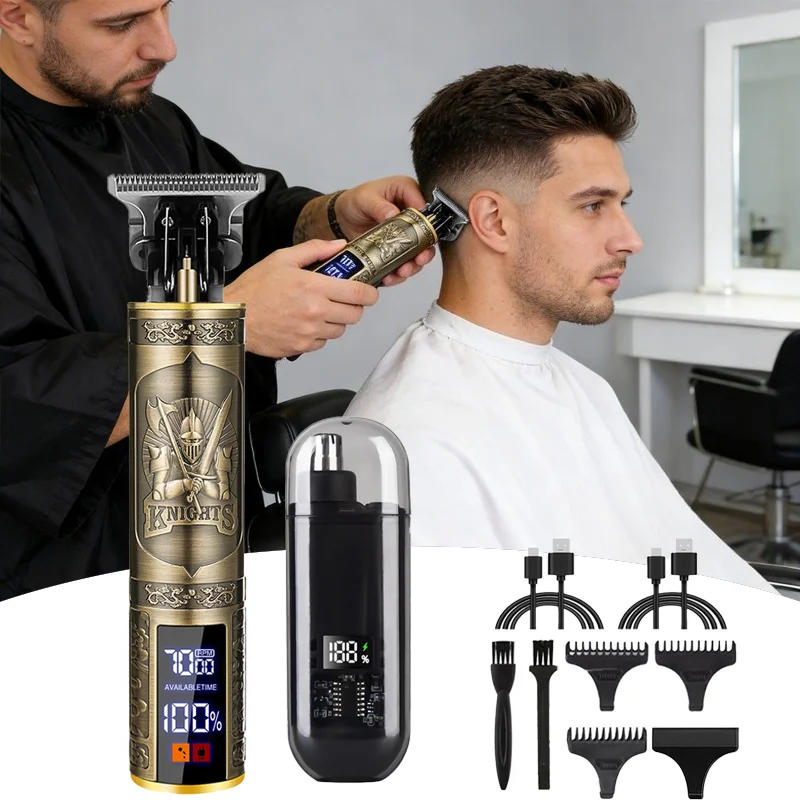 

Cordless Electric Man Hair Cutting Machine Vintage Hair Clipper Portable 0mm trimmer Shaver beard Fast Charging for Hairdresse