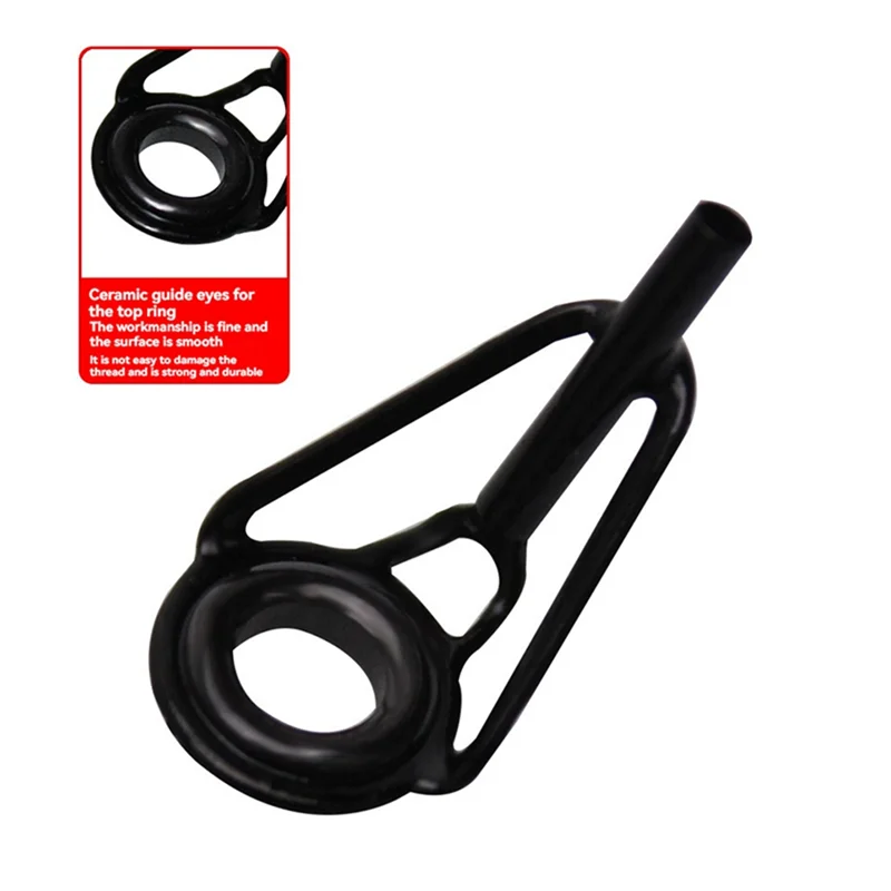 

A99I-80Pcs Fishing Rod Guide Tip Repair Kit Stainless Steel Black Guide Ring Spinning Rod Replacement Kit