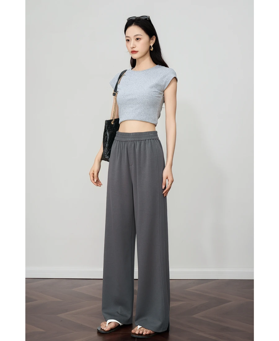 กางเกงขายาวลำลองทรงหลวมสไตล์สบายๆ สำหรับผู้หญิง ฤดูใบไม้ร่วง 2025 แฟชั่นใหม่ ดีไซน์หรู เอวสูง ทรงขากว้าง เสื้อผ้าผู้หญิง รุ่น O57XK98605