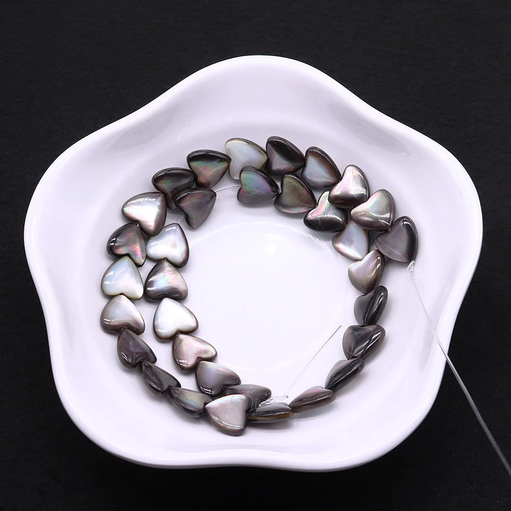 

Heart-shaped Natural Black Mother-of-Pearl Polished Straight-hole Loose Bead 1strand For DIY Romantic Necklace Bracelet Jewelry