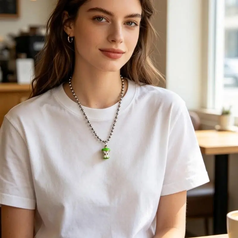 195C Fruit Charm Necklace with Fruit Pendant Alloy Bead Chain Jewelry for Dates, Daily Outfits, Photo-Ready Looks
