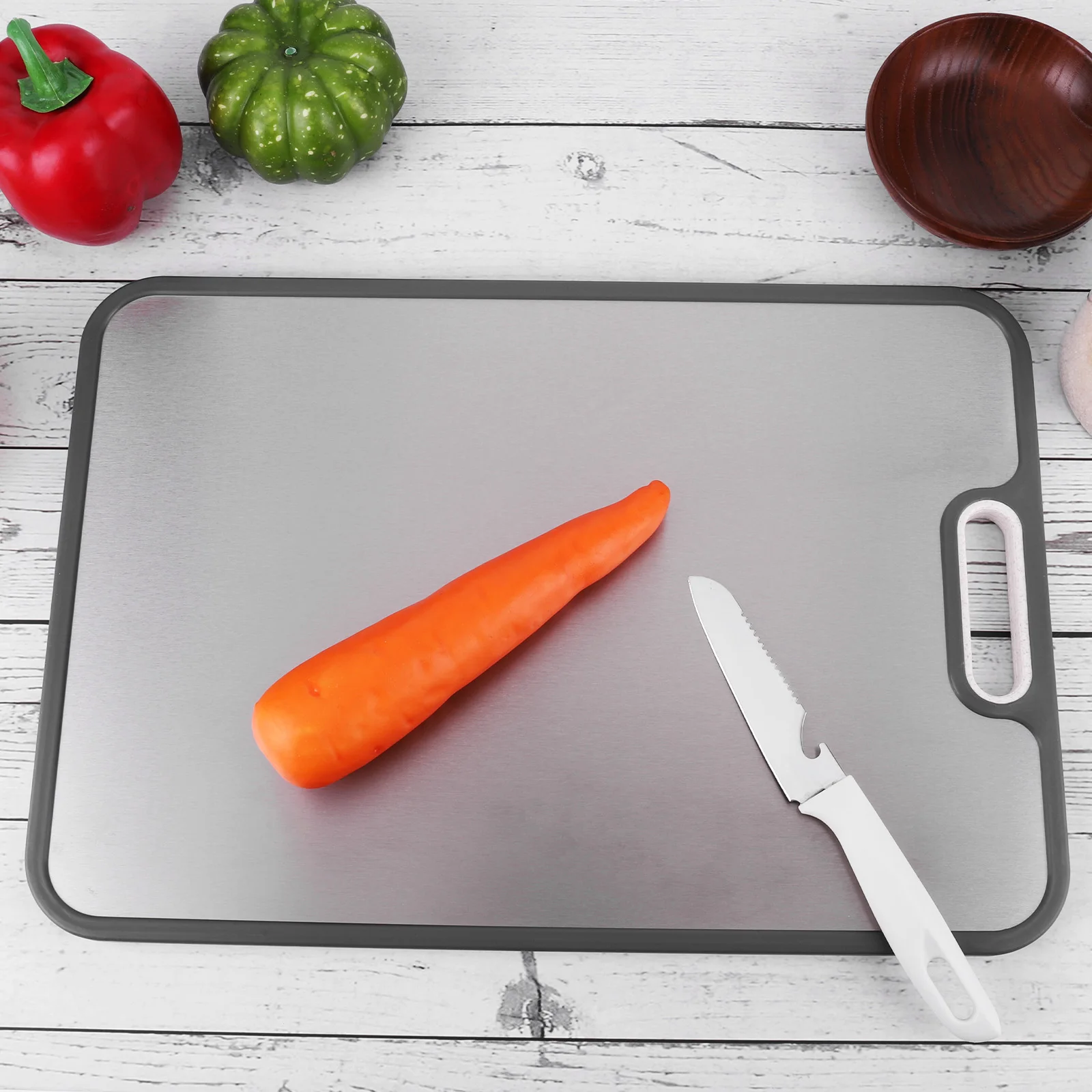 لوح تقطيع من التيتانيوم مزدوج الجوانب لألواح تقطيع المطبخ من أجل قش القمح المزدوج الجوانب للطعام من التيتانيوم النقي PP سهل C #4