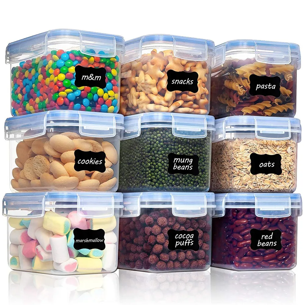 

0.8 L Storage Jars Set, Cereal Storage Containers,Storage Containers, Airtight, Dry Food Container, Set of 9 (Blue)