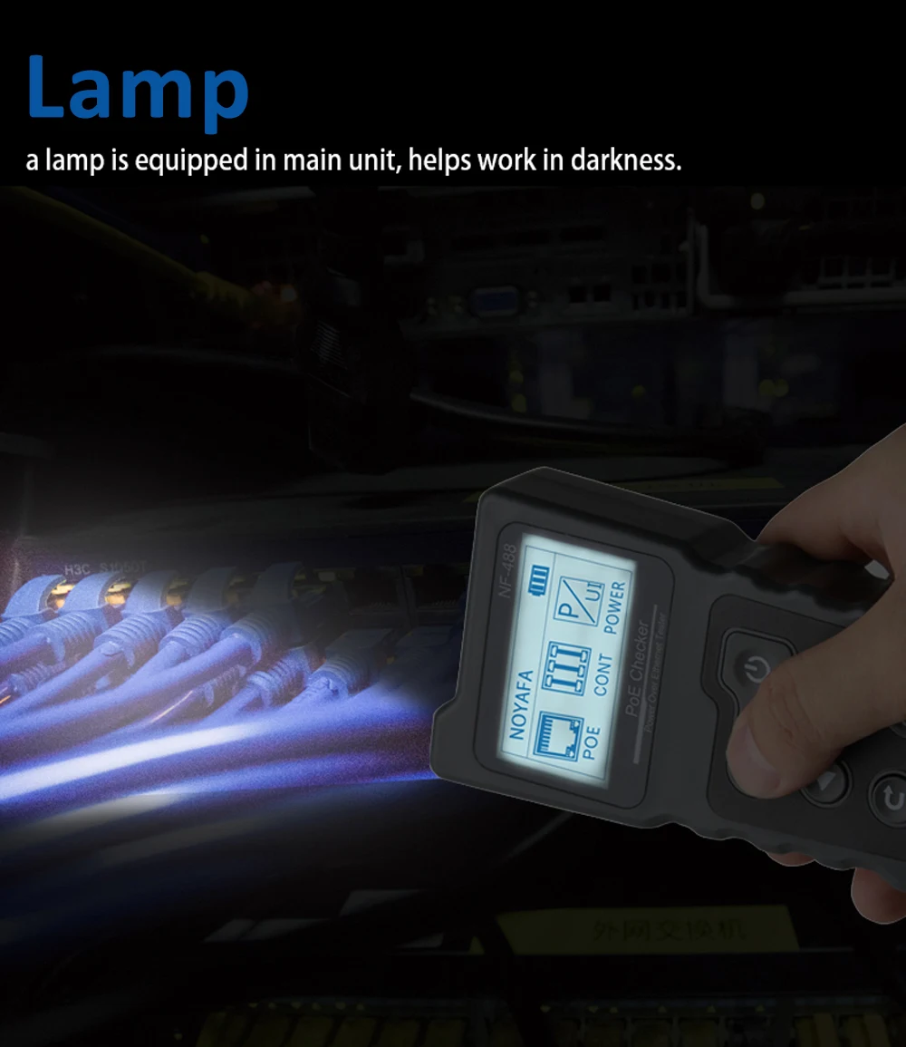 NOYAFA NF-488 LCD-Netzwerk-PoE-Tester für Ethernet Cat5 Cat6 LAN-Kabel, Schleifentestgerät – Detail 4