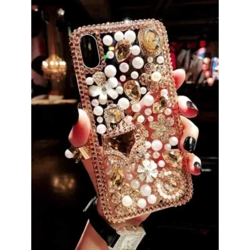 Luxury Bling Crystal Rhinestone Bag Design Diamond Phone Cases For SamsungS24 S23 S22 S25Plus S20 S21Ultra Note 10 20 Case Cover